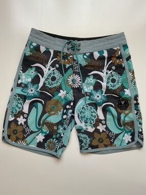 VISSLA Sz 26 (12) Boys/Youth Board Shorts/Swim Trunks, Blue, Brown